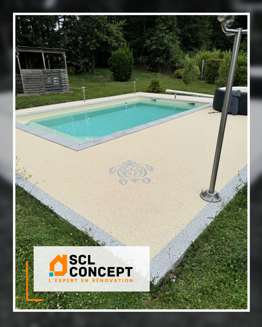 plage de piscine moquette de pierre